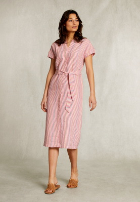Multi casual striped belted dress
