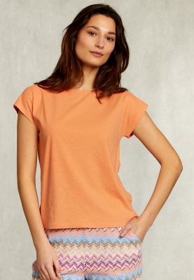Orange cotton sleeveless T-shirt