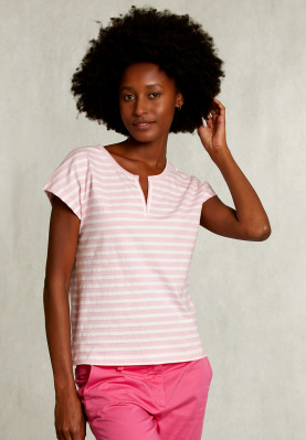 Off white/pink striped V-neck T-shirt