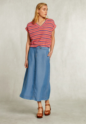 Blue long jeans skirt