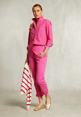 Pink cotton pants elastic waist