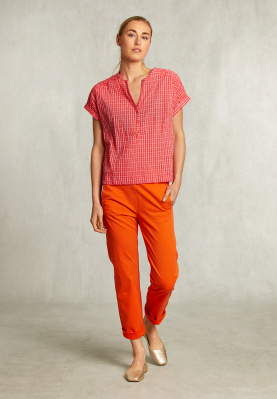 Orange cotton pants elastic waist