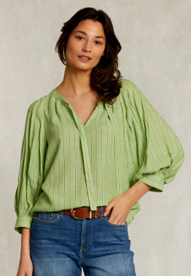 Green striped blouse with string