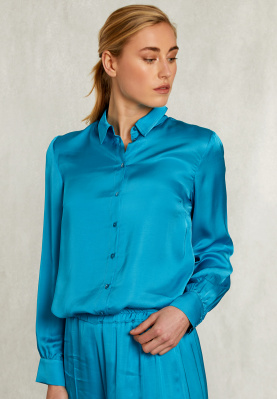 Petrol viscose blouse with buttons