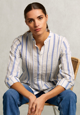 Blauw/wit gestreepte blouse