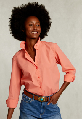 Oranje effen gecentreerde blouse