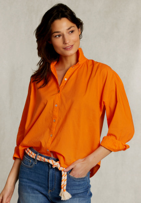 Oranje effen blouse pofmouwen