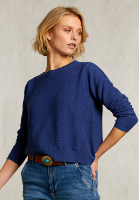 Blue sweater with back slit