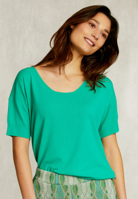 Green viscose sweater short sleeves