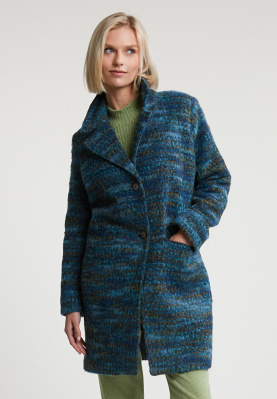 Blue/green loose coat 2-buttons
