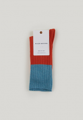 Orange/blue cotton socks