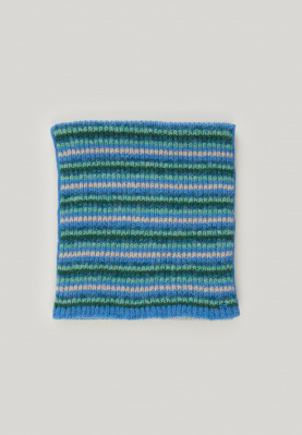 Green/blue striped ribbed scarf