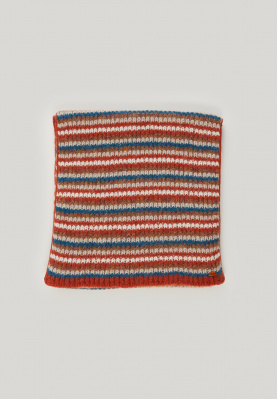 Orange/beige striped ribbed scarf