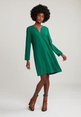 Green V-neck dress long sleeves