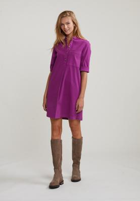 Purple dress applicated pocket 3/4 sleeves