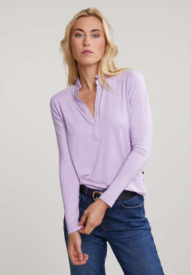 Lilac V-neck T-shirt ruffle collar