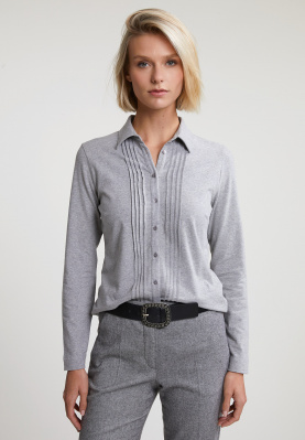 T-shirt classique boutonné manches longues gris