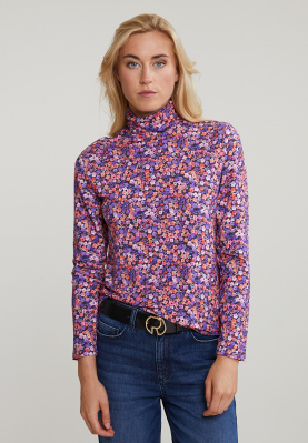 Purple/pink floral roll neck T-shirt