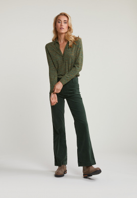 Pantalon en velours 2 poches appliquées vert