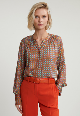 Orange/green fantasy blouse with buttons