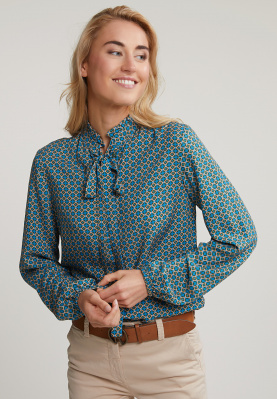 Brown/blue fantasy blouse ruffle collar