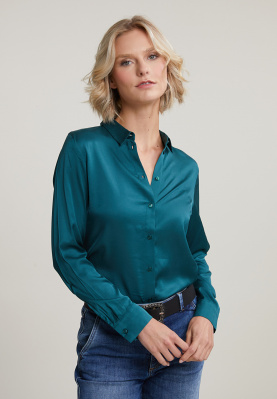 Blue/green classic buttoned blouse