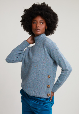 Multi dotted woolen mock neck sweater