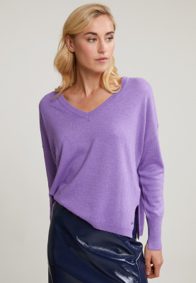 Purple basic V-neck sweater long sleeves