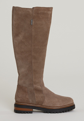 Brown/beige long suede boots