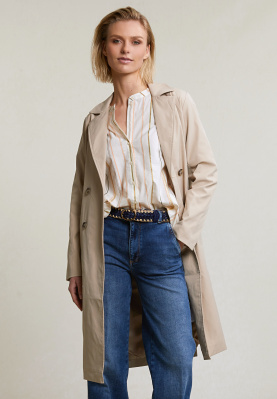 Beige belted buttoned trenchcoat