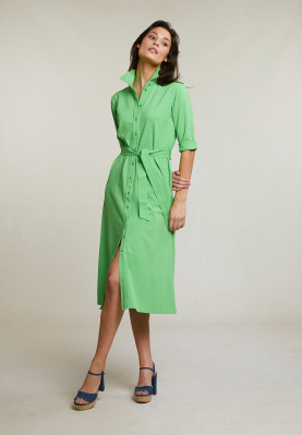 Green buttoned polo dress 3/4 sleeves
