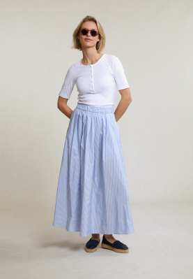 Blue/white striped long skirt