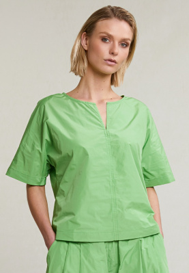 Green V-neck blouse