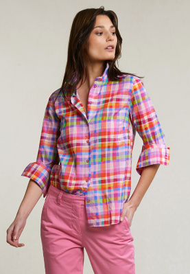 Mulit checked blouse long sleeves