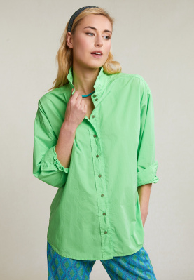 Green loose buttoned blouse long sleeves