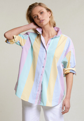 Multi loose buttoned striped blouse