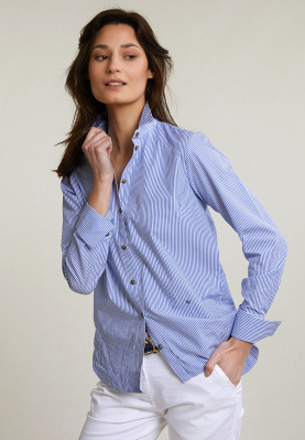 Blauw/wit gestreepte blouse lange mouwen