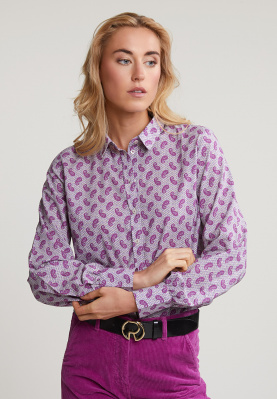 Purple paisley blouse balloon sleeves