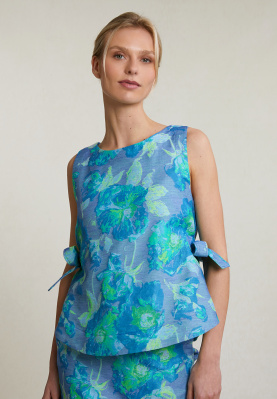 Blue/green floral sleeveless top