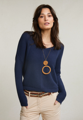 Blue V-neck sweater long sleeves