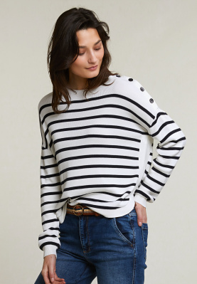 Off white/navy striped sweater long sleeves
