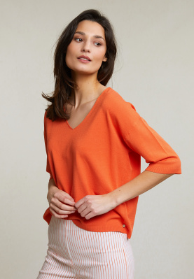 Oranje V-neck viscose sweater short sleeves