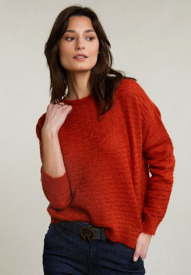 Pull mohair col rond orange