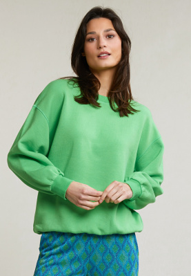 Green crew neck fleece sweater