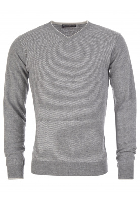 Custom fit jacquard pattern pullover in Grey