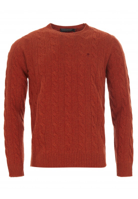 Custom fit cable knit pullover in Orange