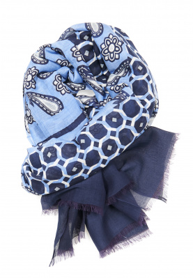 Cotton and silk scarf in Blue