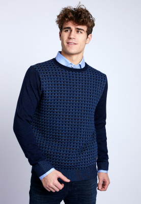 Slim fit trui met patroon in blauw