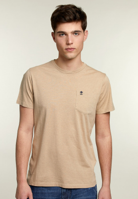 Custom fit pima cotton t-shirt with pocket dune mix