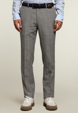 Linen checked chino pant brown